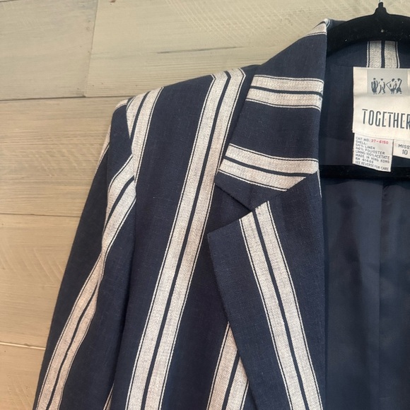 Together Navy and Cream Striped Blazer - Picture 5 of 9
